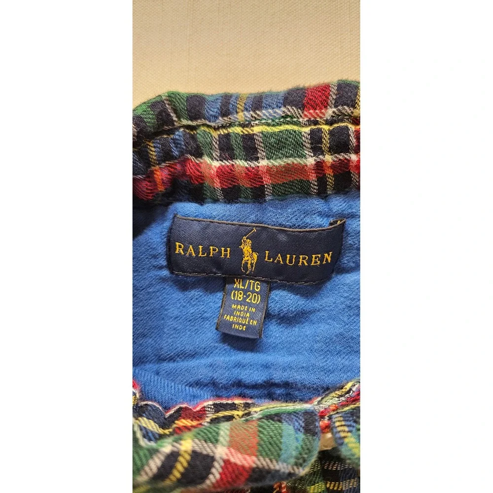 Ralph Lauren Boys XL 18-20 Plaid Flannel Lined Button Down Shirt Multi Color